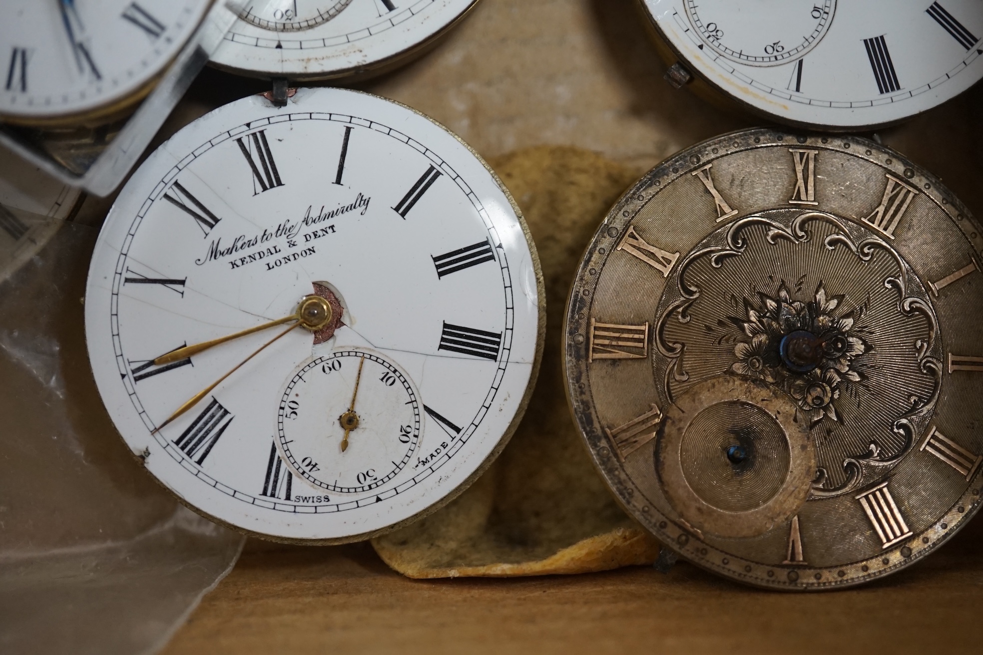 A collection of assorted wrist watches, pocket watch movements etc. and a boxed Waltham stop watch. Condition - poor to fair